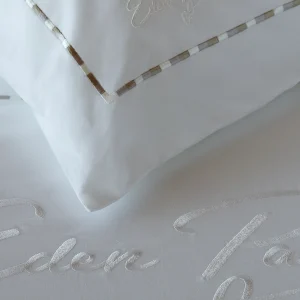 2 taies d'oreiller carrés blanc et beige - Décrochons la lune